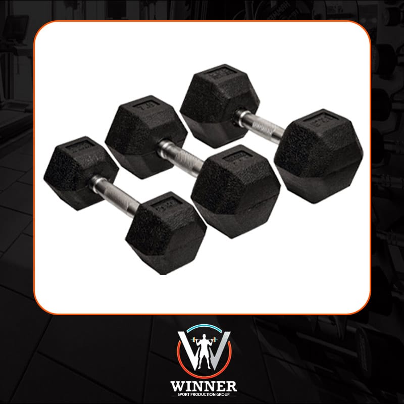 Hex Dumbbell وینرگروپ با روکش لاستیکی مقاوم