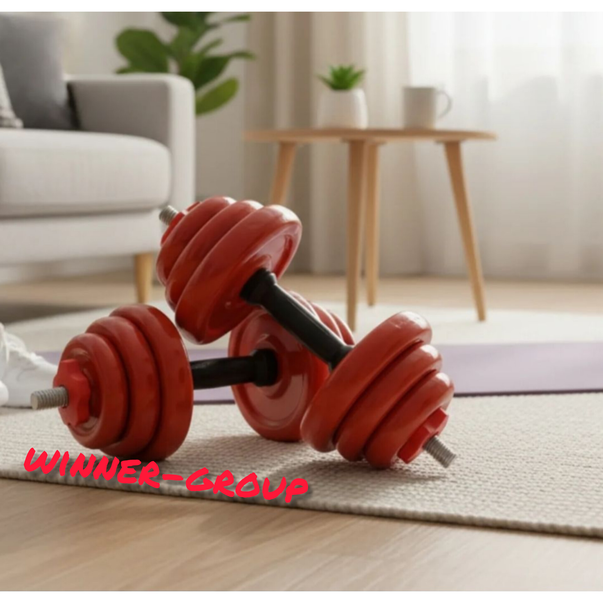 یک جفت دسته دمبل همراه ۲۰ کیلو وزنه متغیر چدنی با روکش PVC